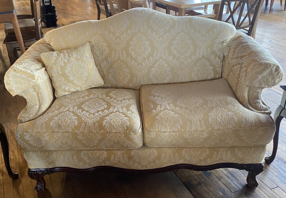 Yellow Brocade Loveseat