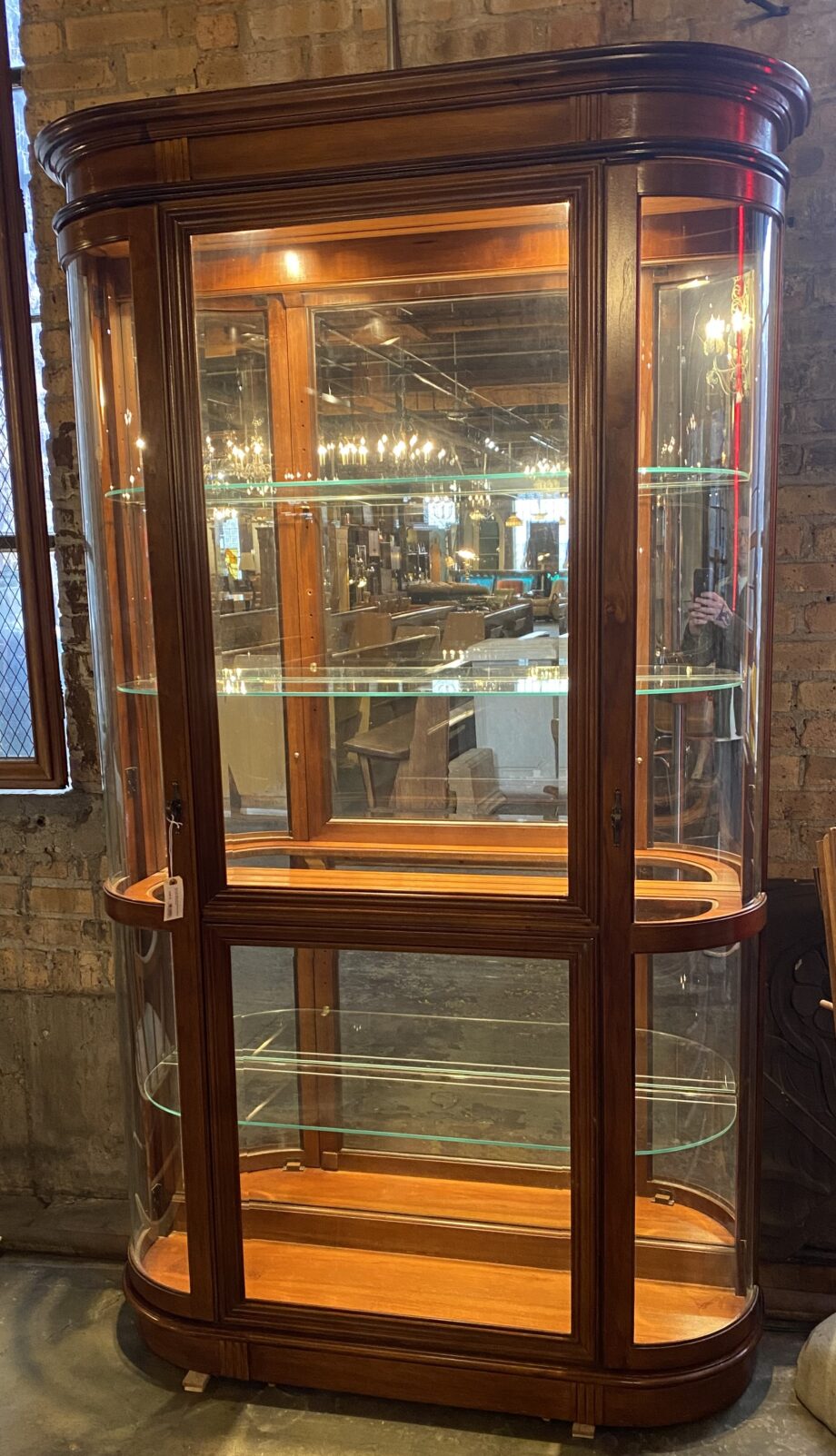 Rounded Glass Front Display Cabinet w Lights