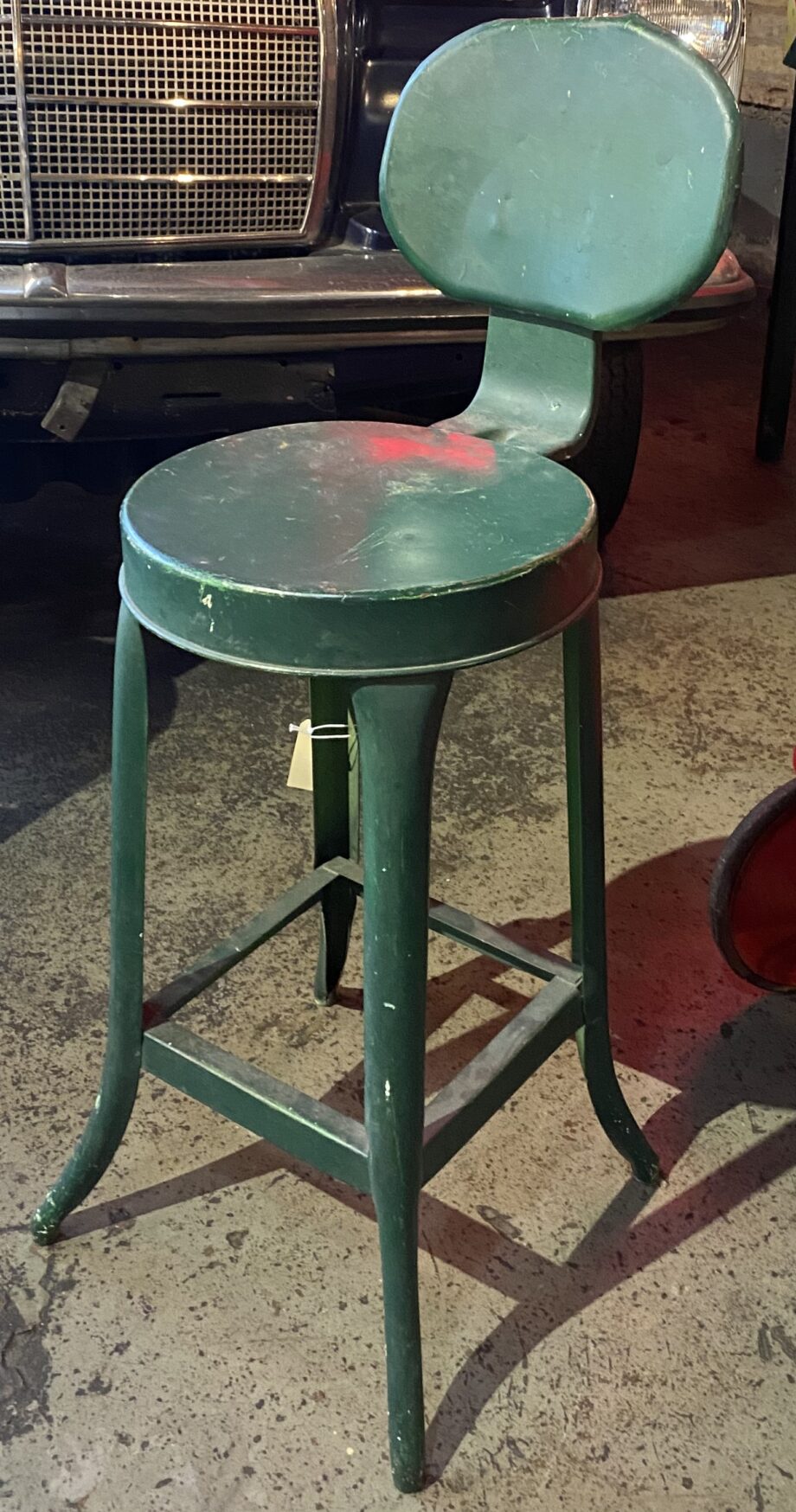 Forest Green Round Steel Stool