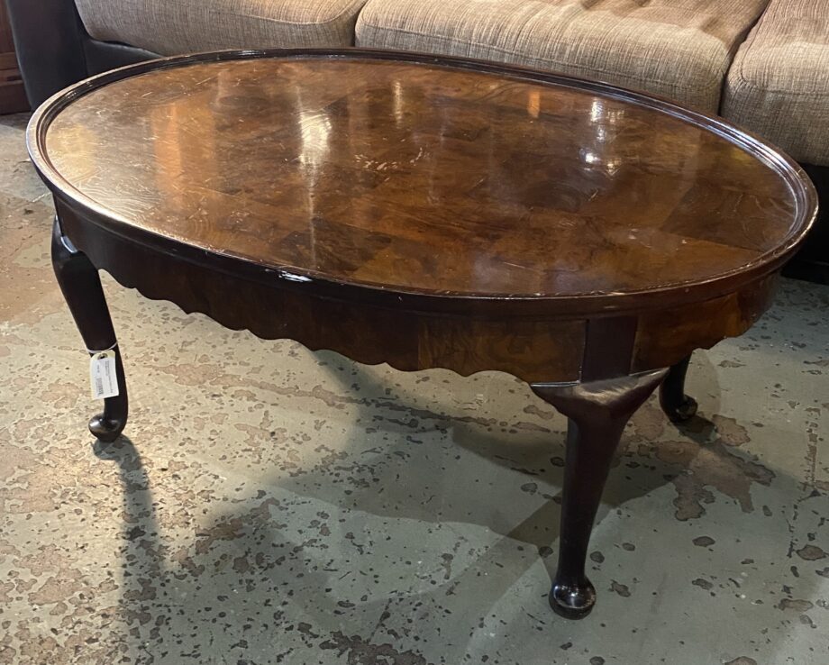 Checkered Burled Coffee Table w Pad Feet