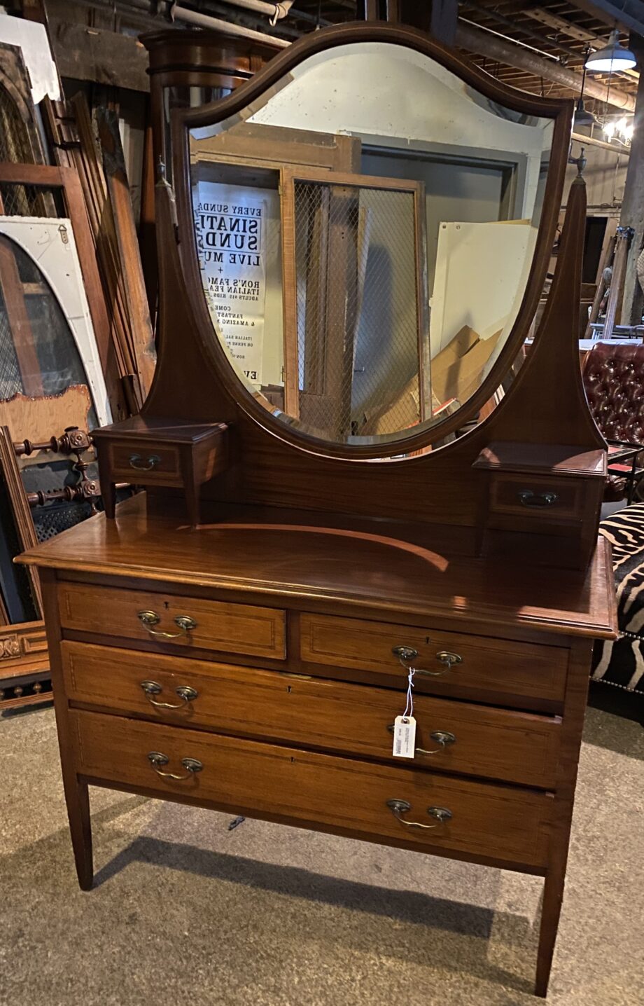 5 Drawer Vanity Dresser w Shield Mirror