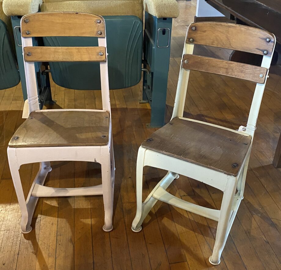 White Steel and Wood Children's School Chair