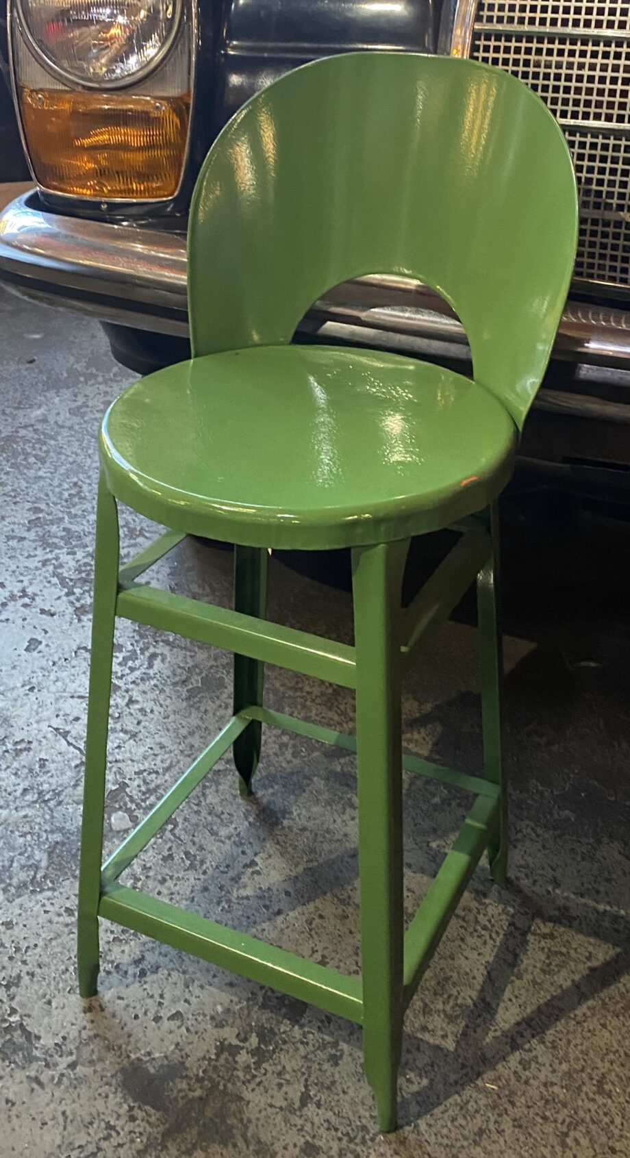 Small Green Moon Backed Steel chair