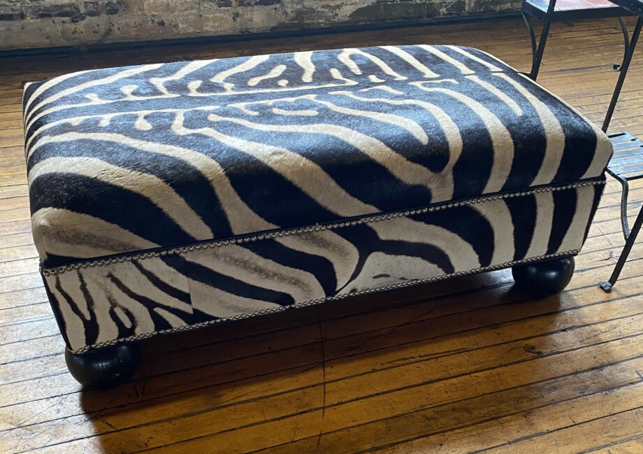 Zebra Hide Striped Ottoman