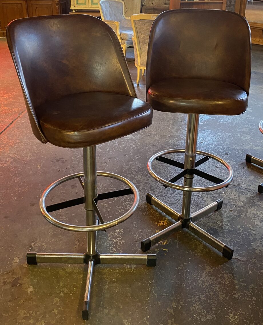 Milk Chocolate Brushed Brown Vinyl Adjustable Bar Stool