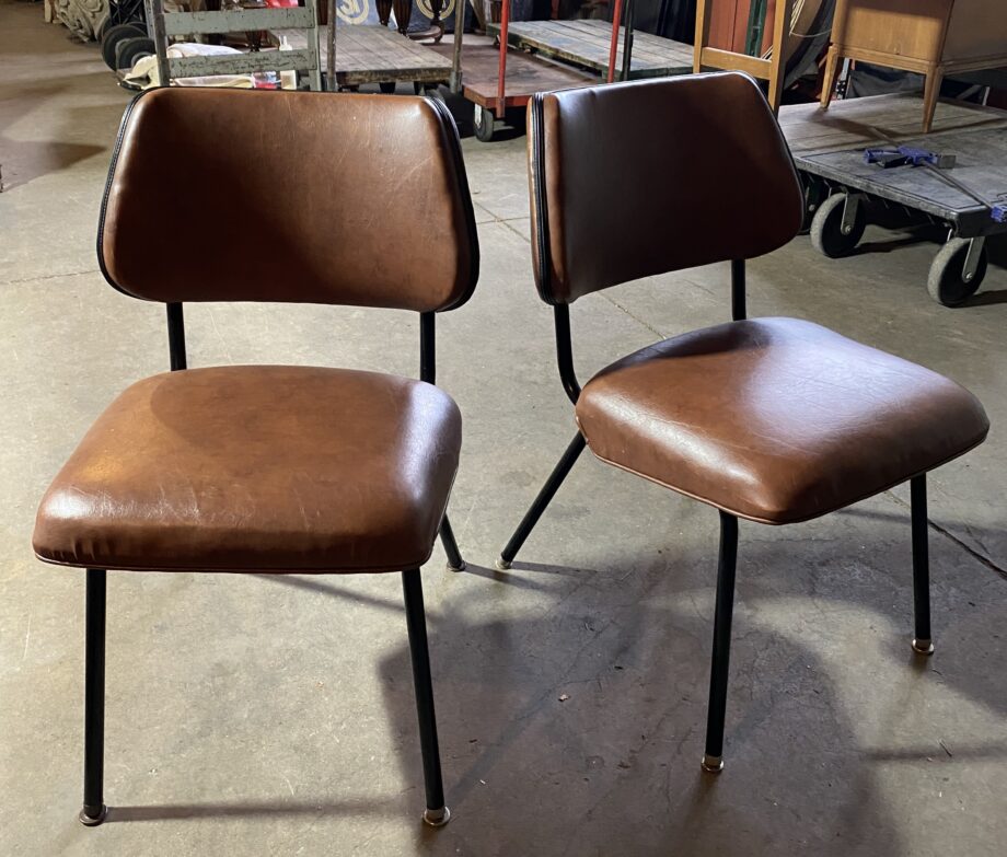 Brown Vinyl w Black Base Retro Dining Chair