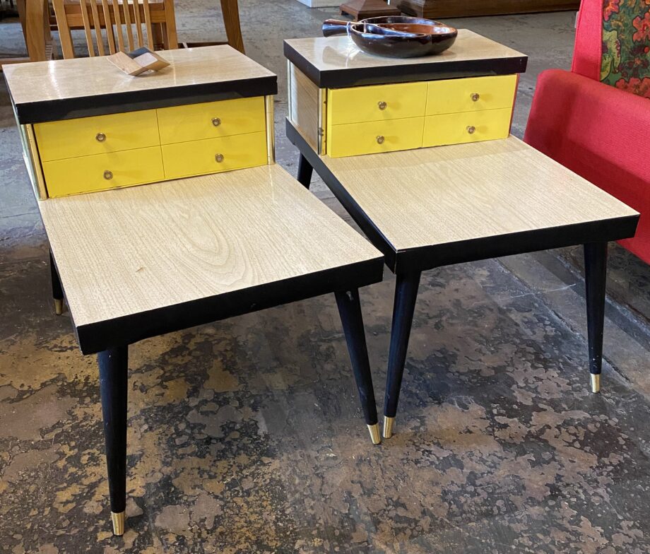 Black and Yellow Veneer 2 Top End Table