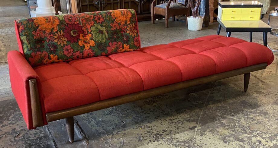 Adrian Pearsall Style Red Tufted Floral Lounger Single Back