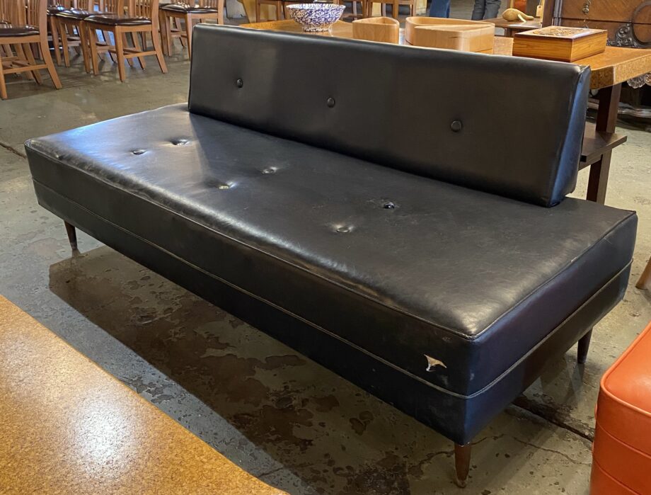 Black Vinyl Sofa w Removable Back