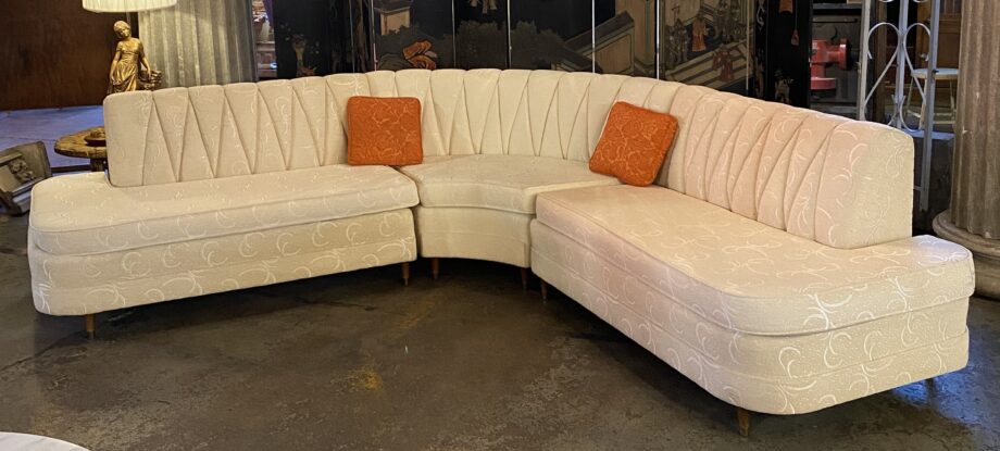 Large White 50s Style Curved 3 Piece Sectional