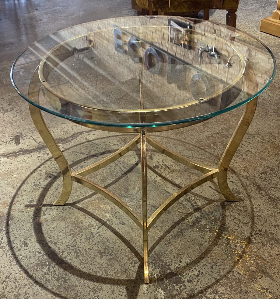 Gold Round Glass Top Side Table