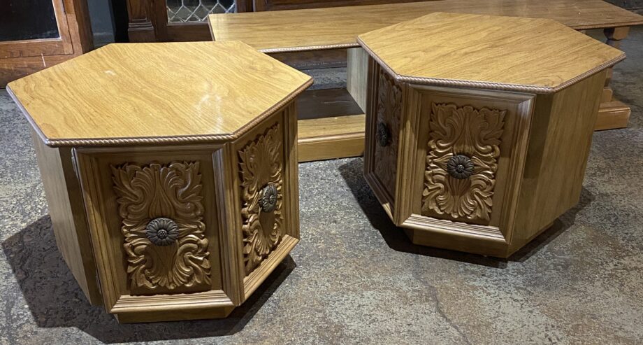 Hexagonal Laminate Side Tables w Storage