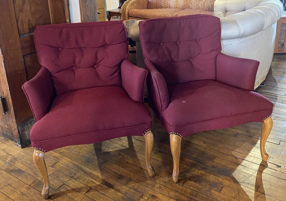 PAIR Burgundy Arm Chair