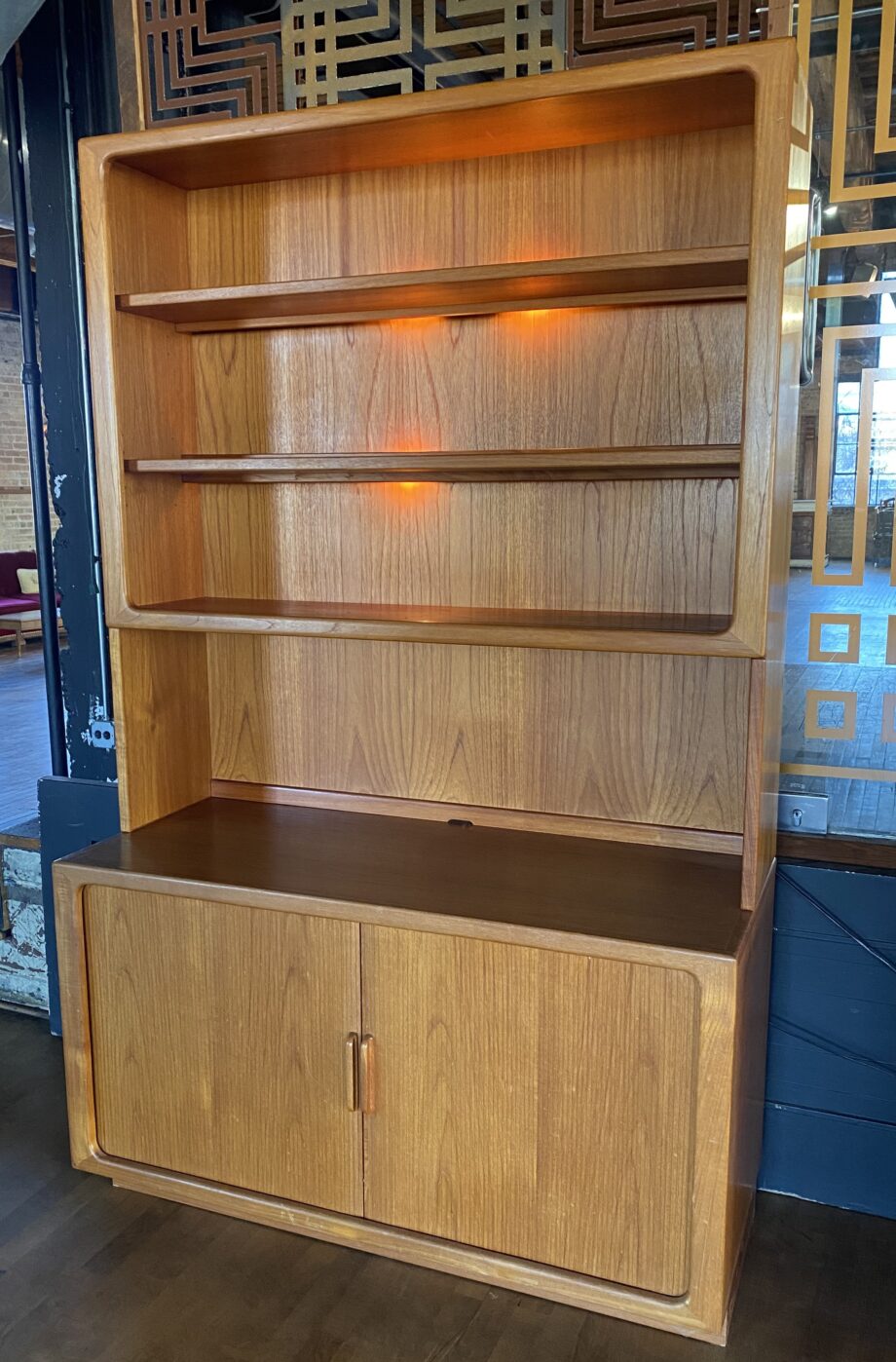 Dyrlund Teak China Cabinet w 2 Doors and Light up Shelves