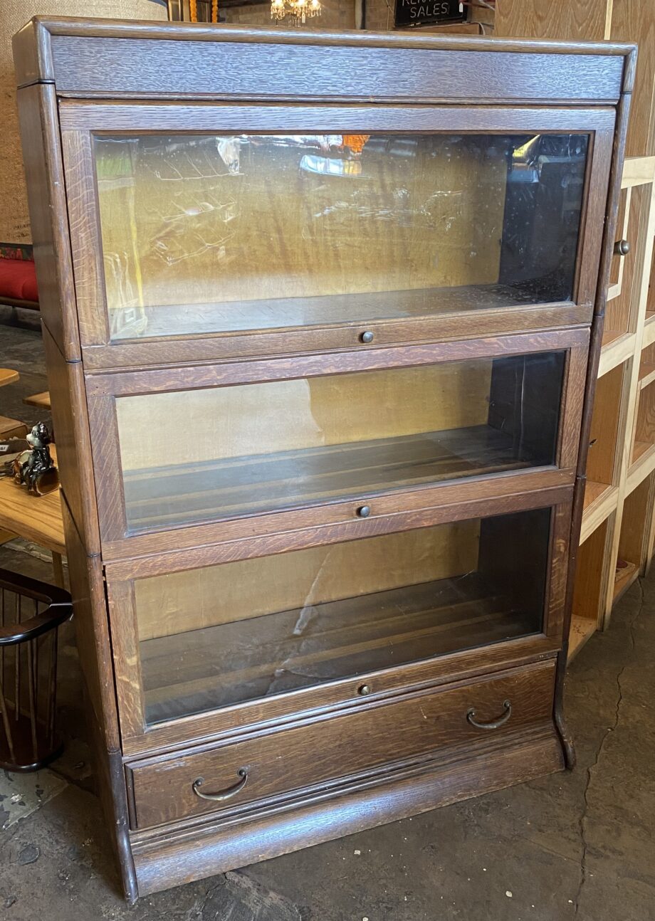 Three Tiered Barrister Bookcase w Pull Doors