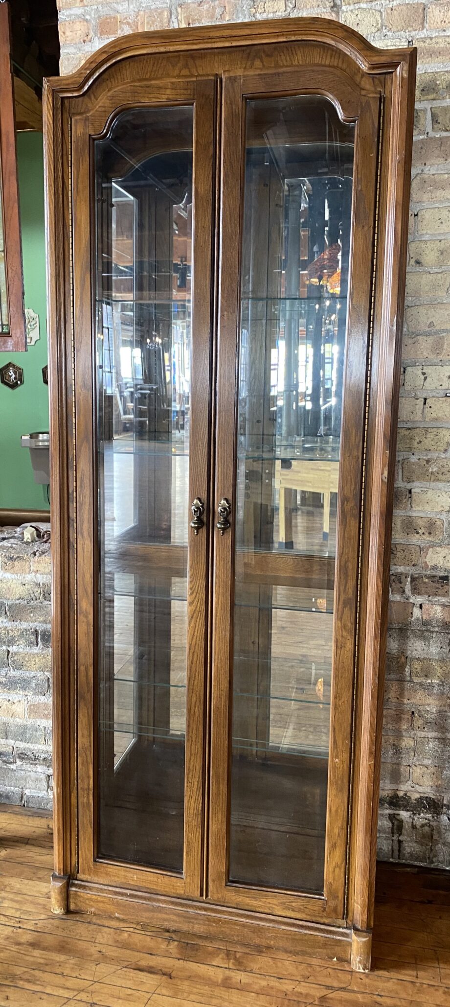 Two Door Mirrored Curio Cabinet w 4 Glass Shelves