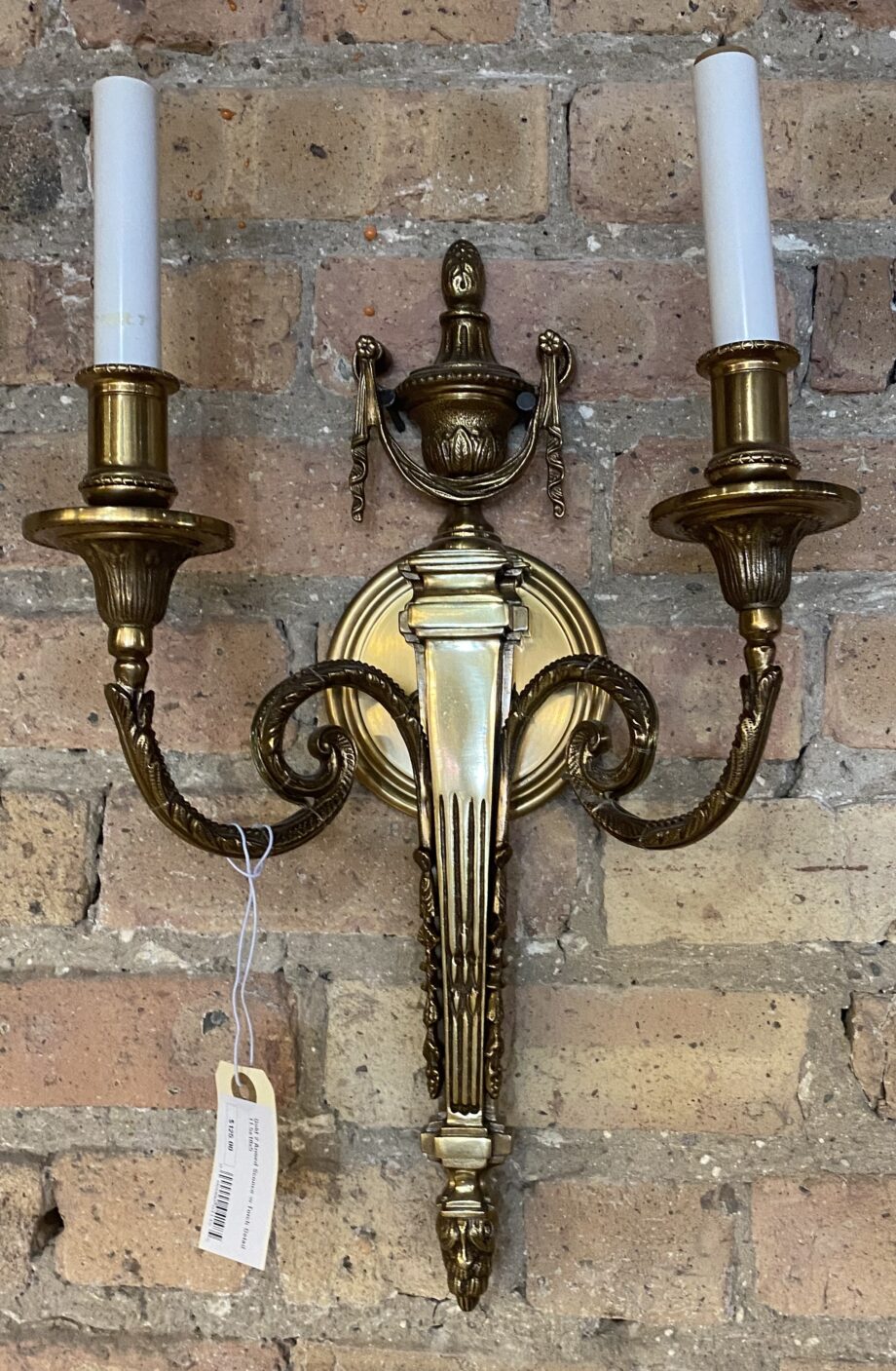 Gold 2 Armed Sconce w Torch Detail