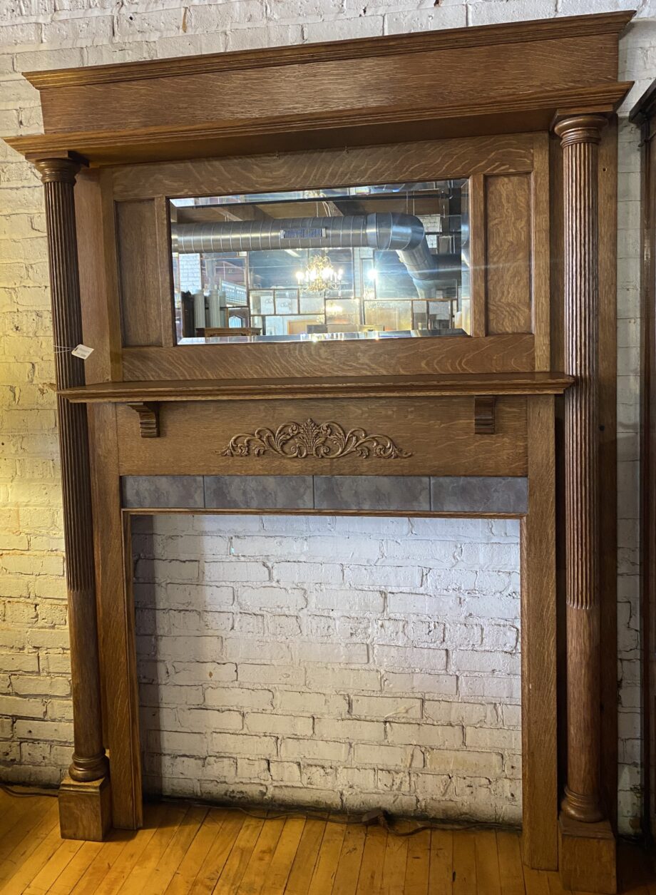 Full Mantel w Tile Surround/Columns and Mirror