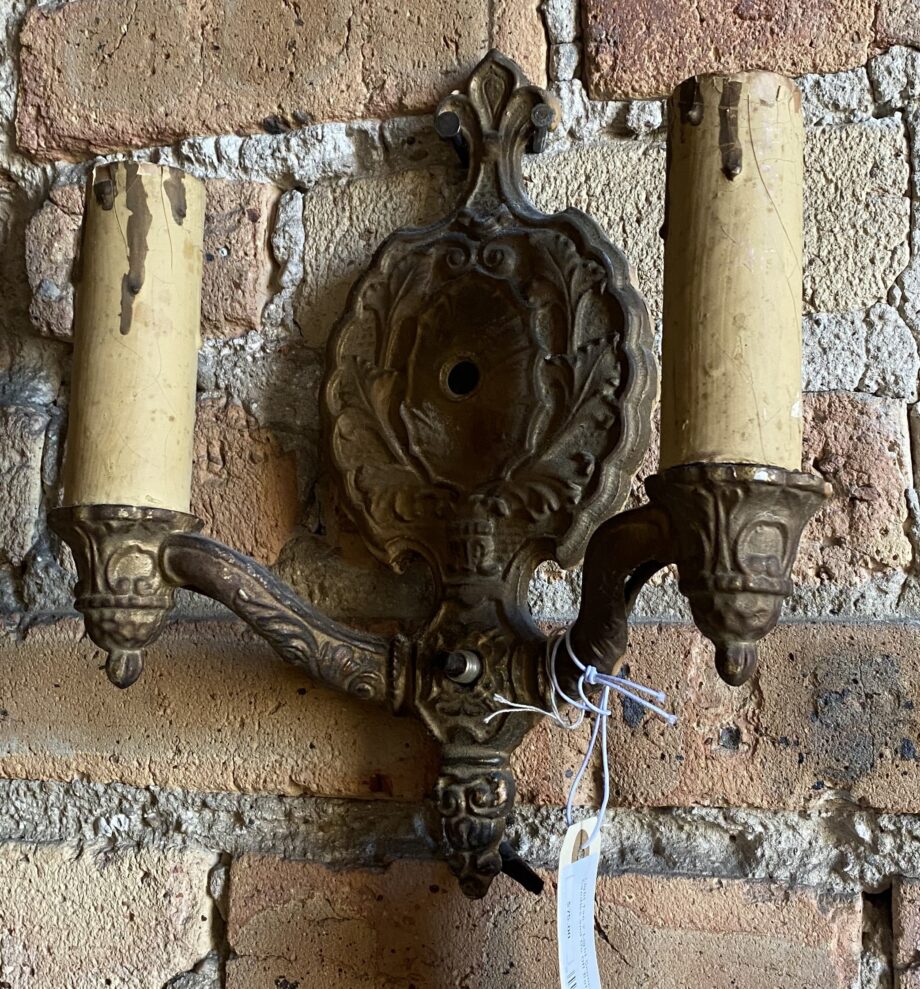 Light Tan 2 Light Sconce w Dripping Candles and On Off Button