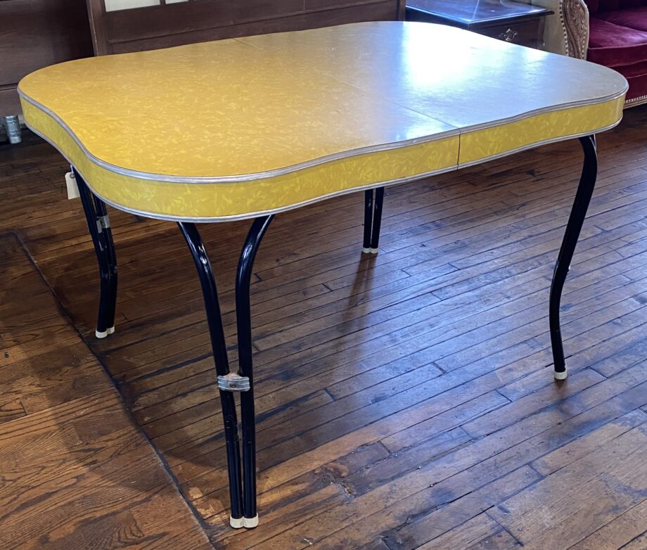 50s Style Yellow Formica Top Table w Black Hairpin Legs