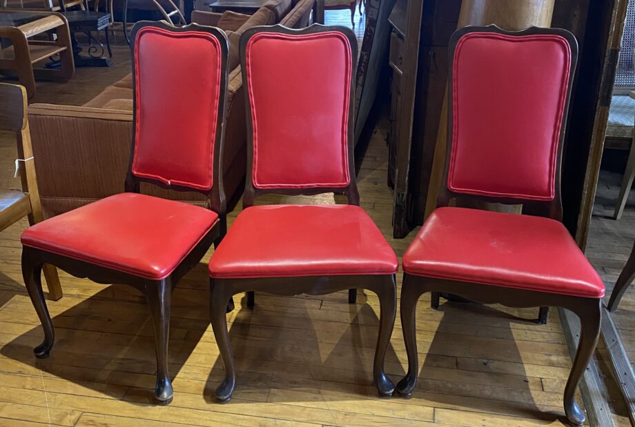 High Back Red Vinyl Dining Chair