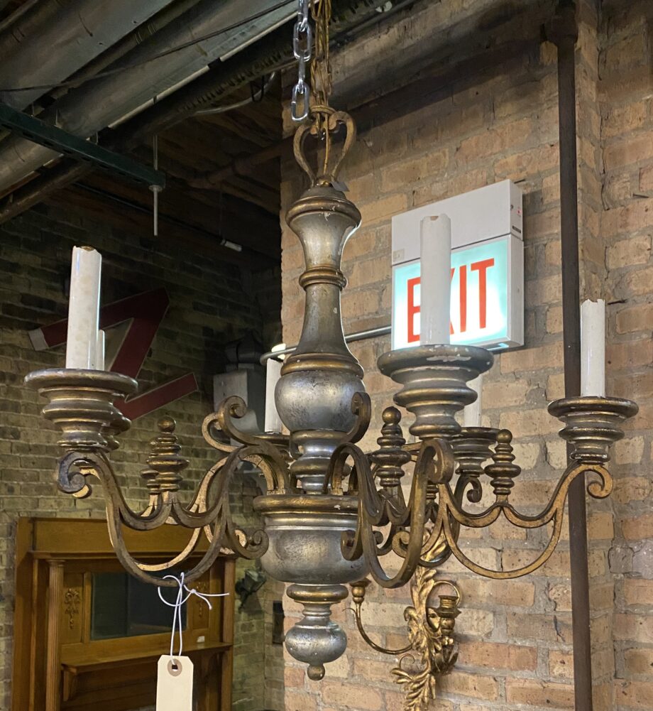 Silver and Gold Rustic 6 Light Chandelier