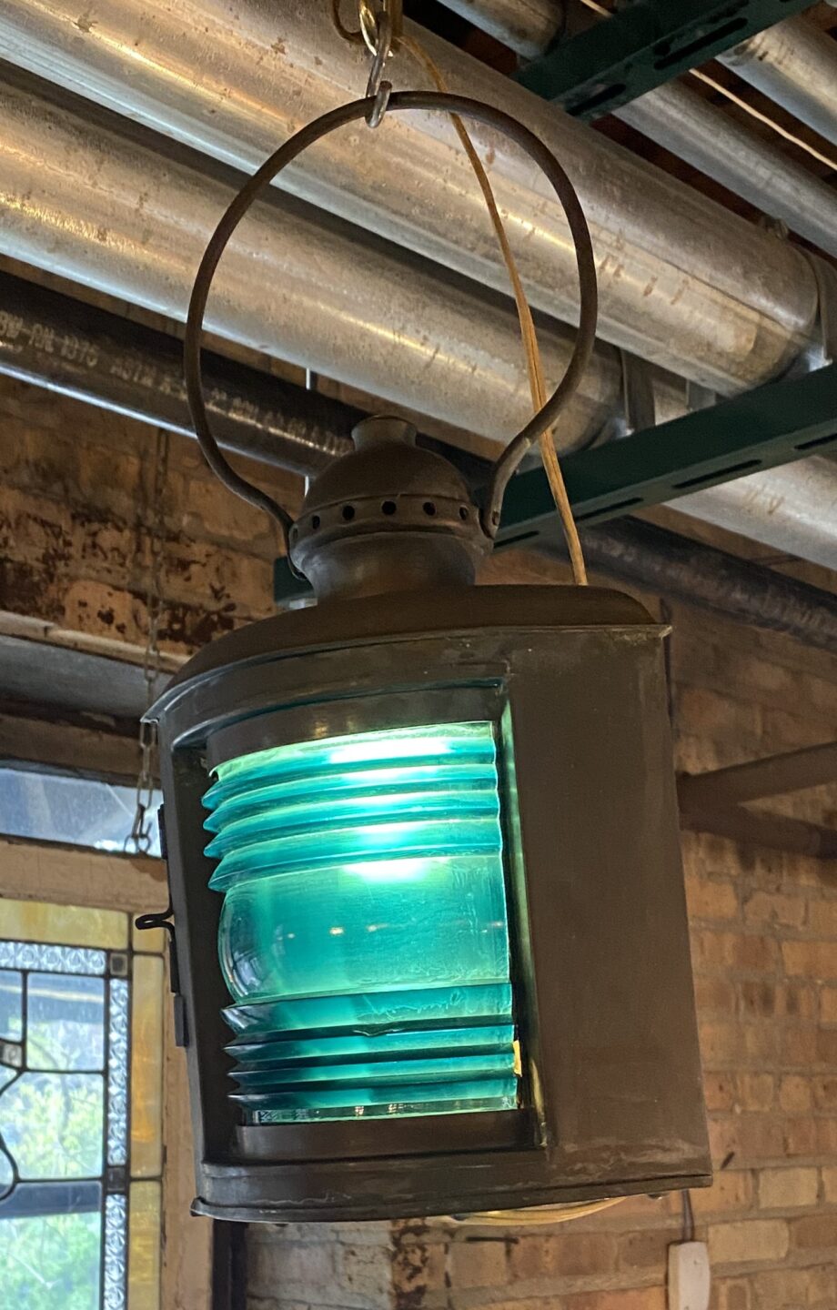 Blue Glass Train Lantern