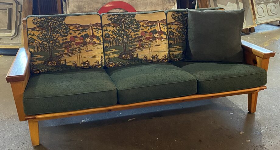 Habitant Knotty Pine Couch w Scenic Cushions