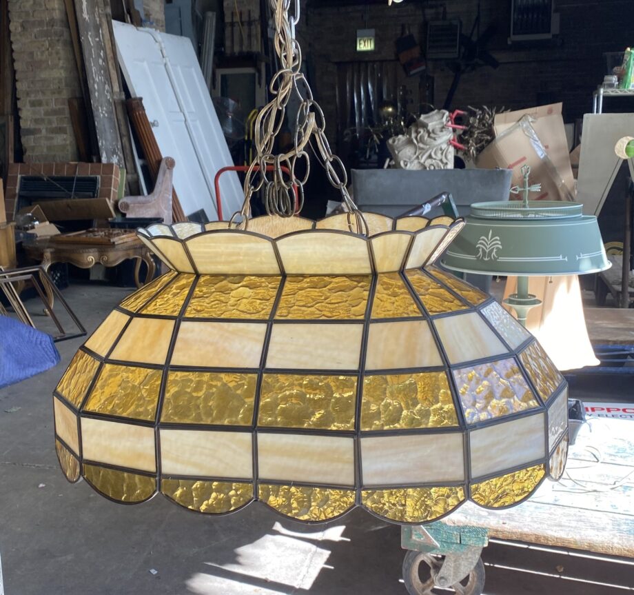 Ivory and Yellow Stained Glass Double Canopy Light