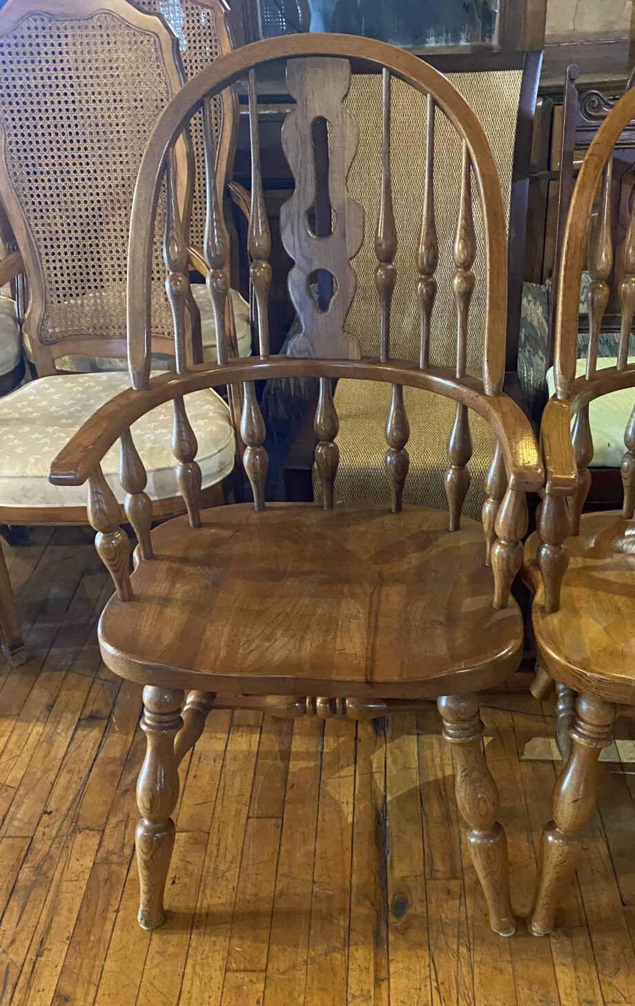 Spindled Barrel Back Wood Chair