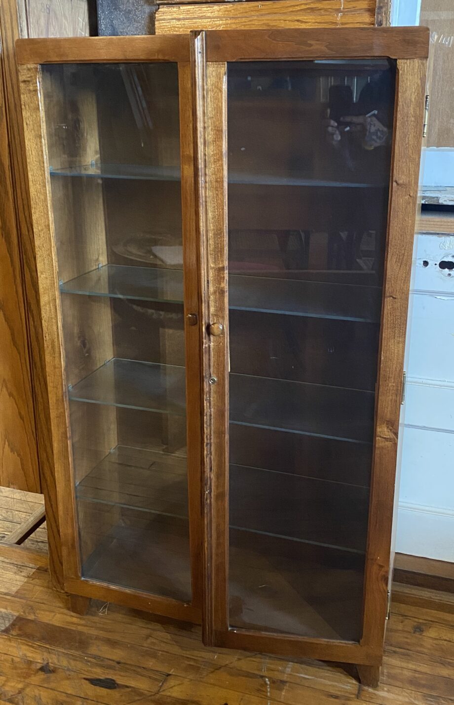 Wood and Glass 2 Door 4 Shelves Display Cabinet