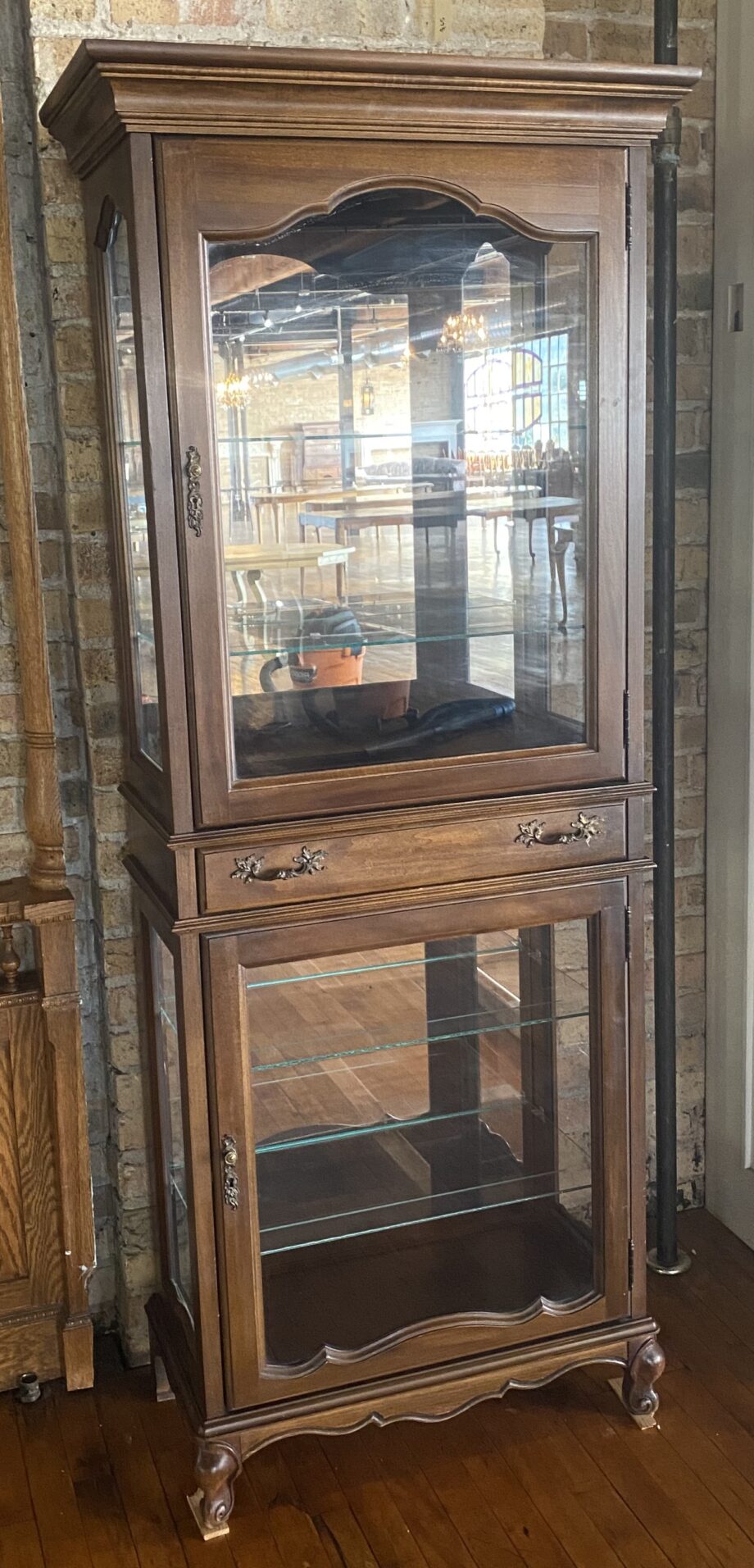 2 Tier Glass Display Case w 1 Drawer