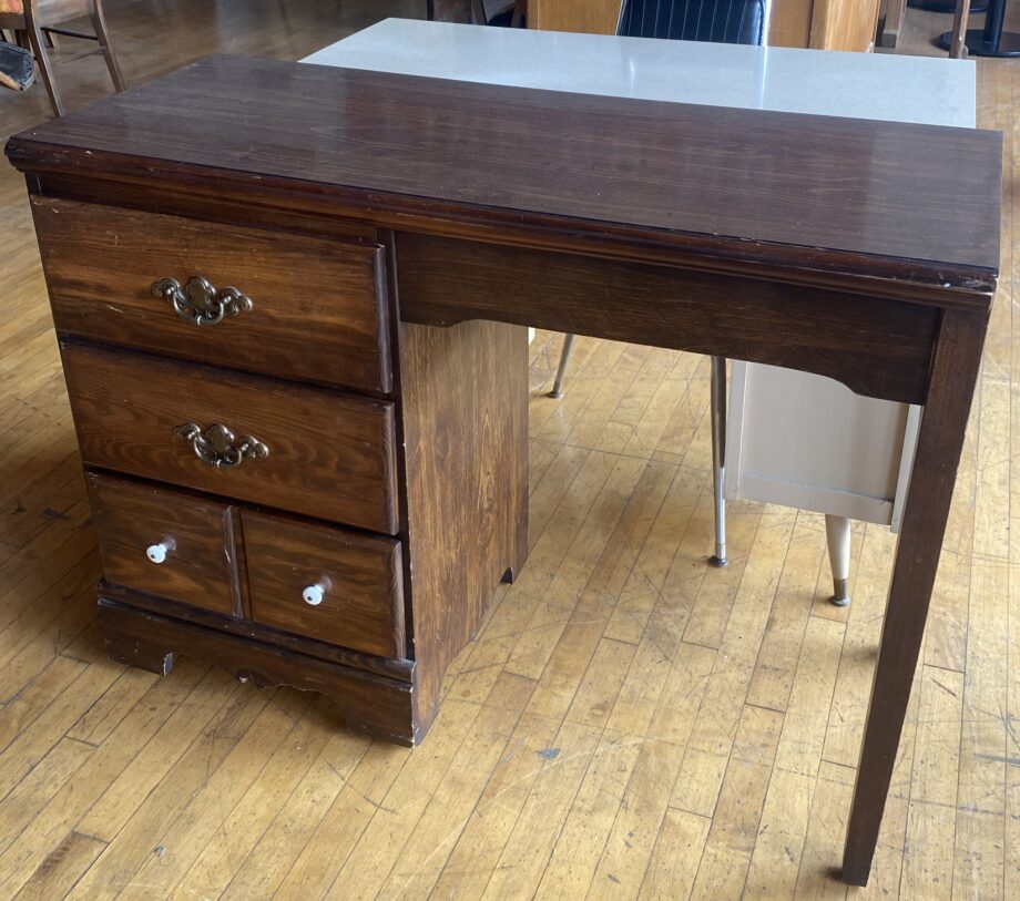 3 Drawer Dark Wood Desk