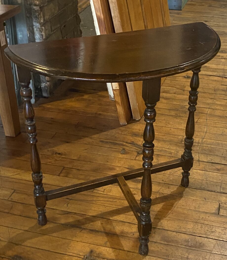 Dark Wood Spindle Leg Half Moon Table