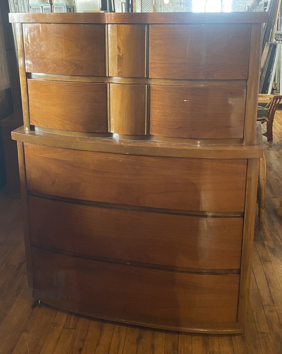 5 Drawer Curved Front High Boy Dresser