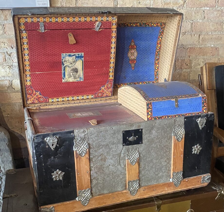 Antique Black Chest w Compartments