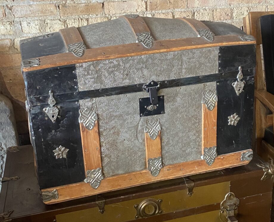 Antique Black Chest w Compartments