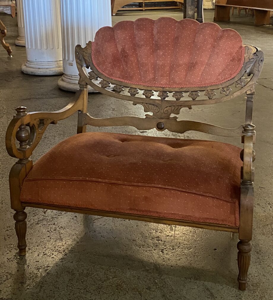 Peach Shell Back Settee Chair