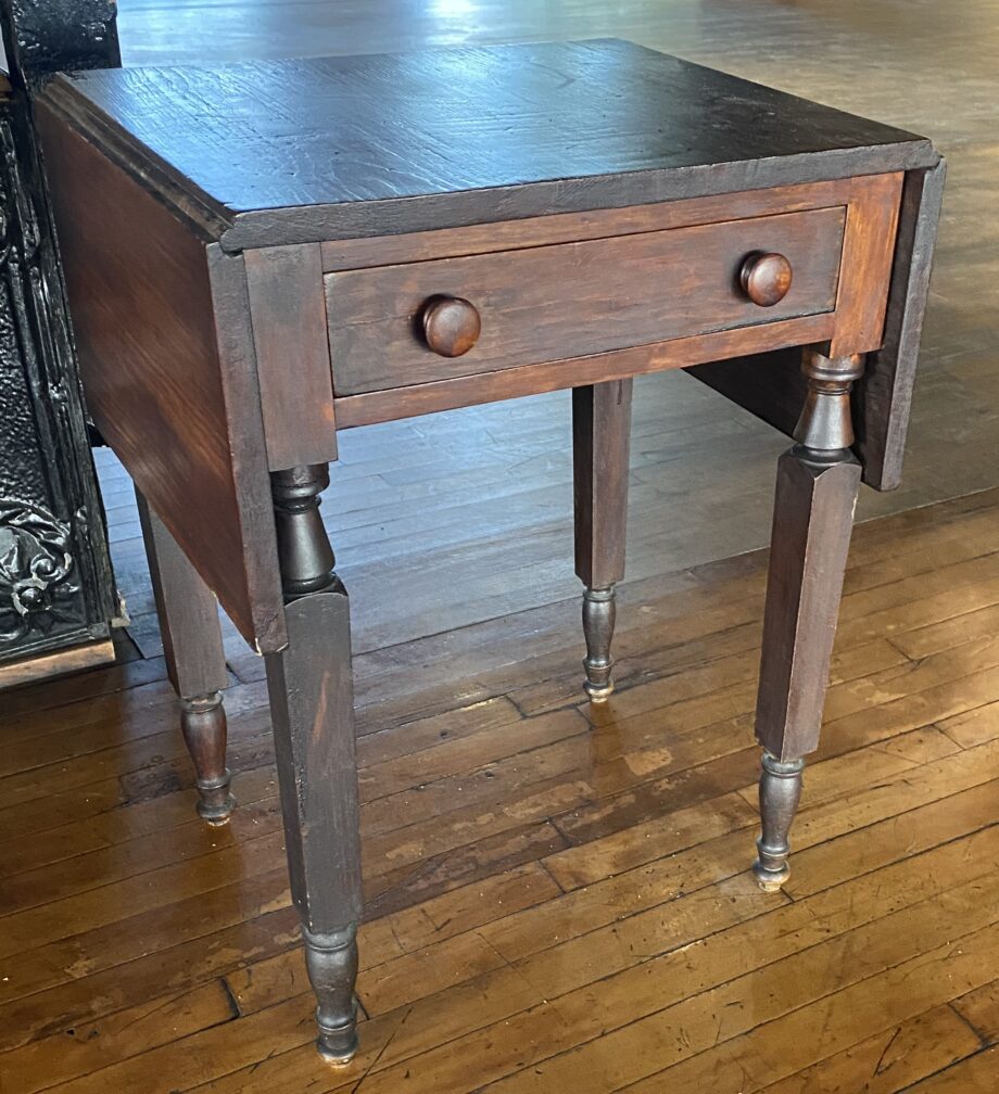 Dark Wood Table w Fold up Sides and Drawer