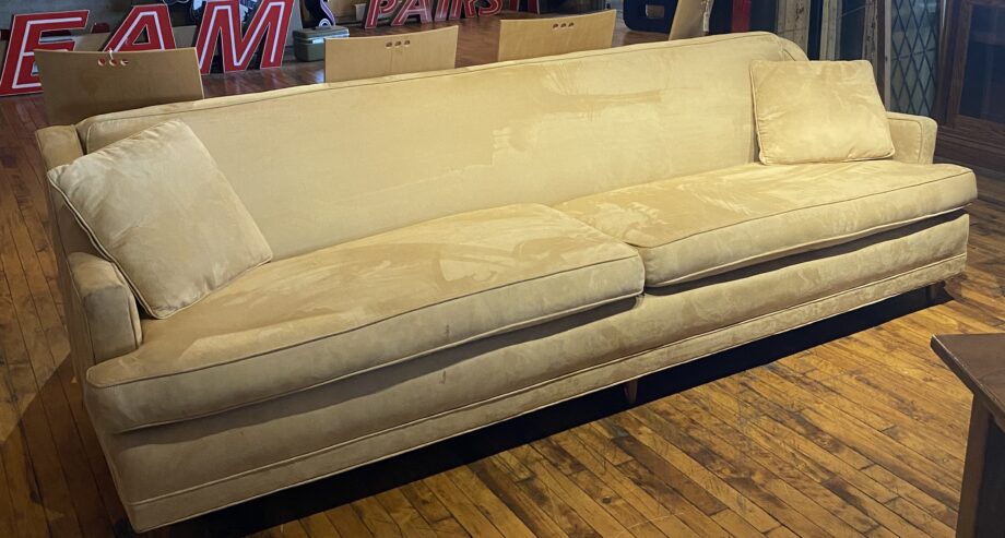 Long Tan Suede Sofa