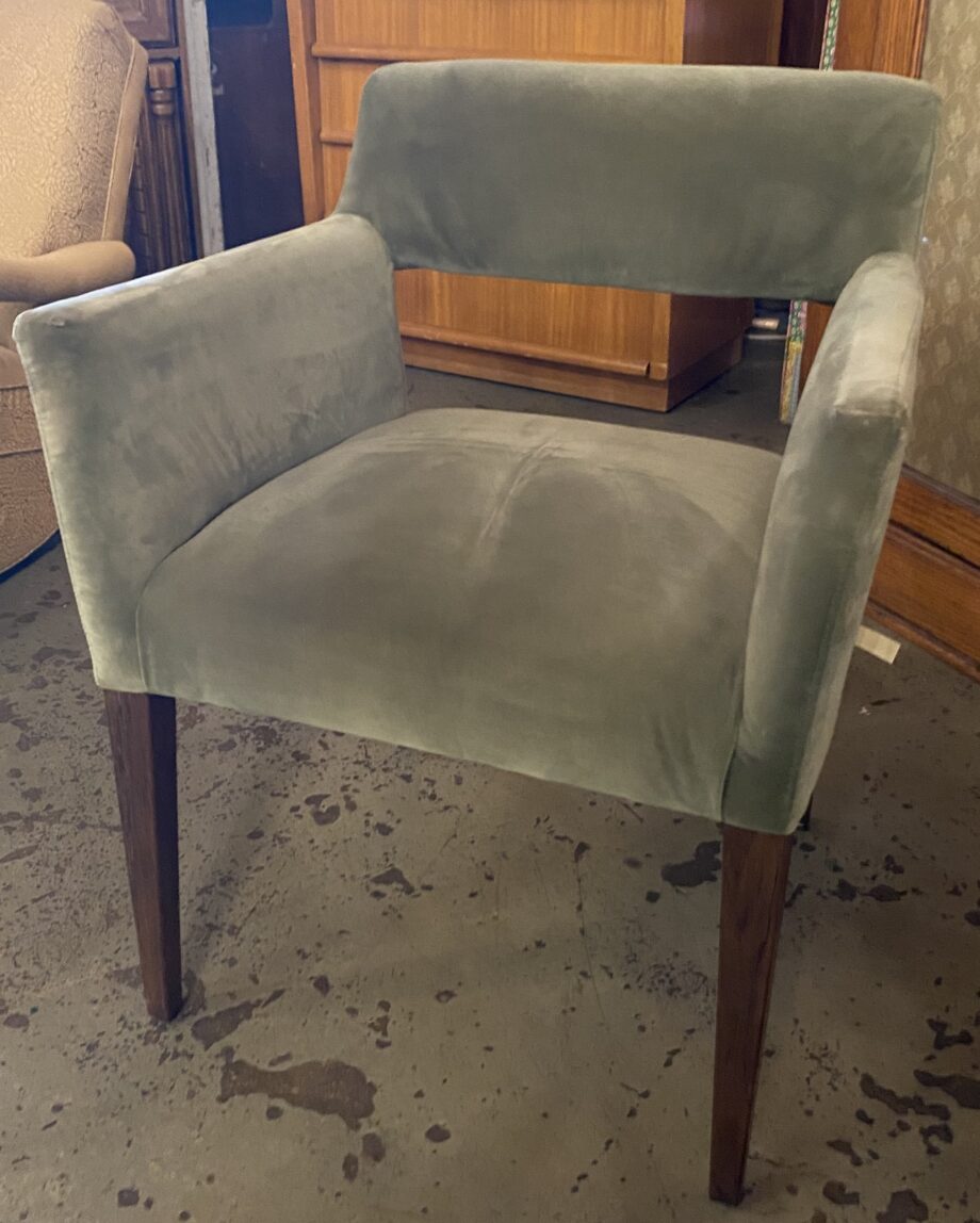 Suede Green Chair w Wooden Legs