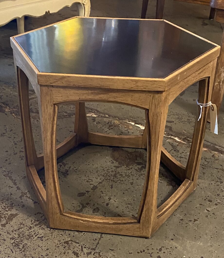 Black Top Hexagonal MCM End Table