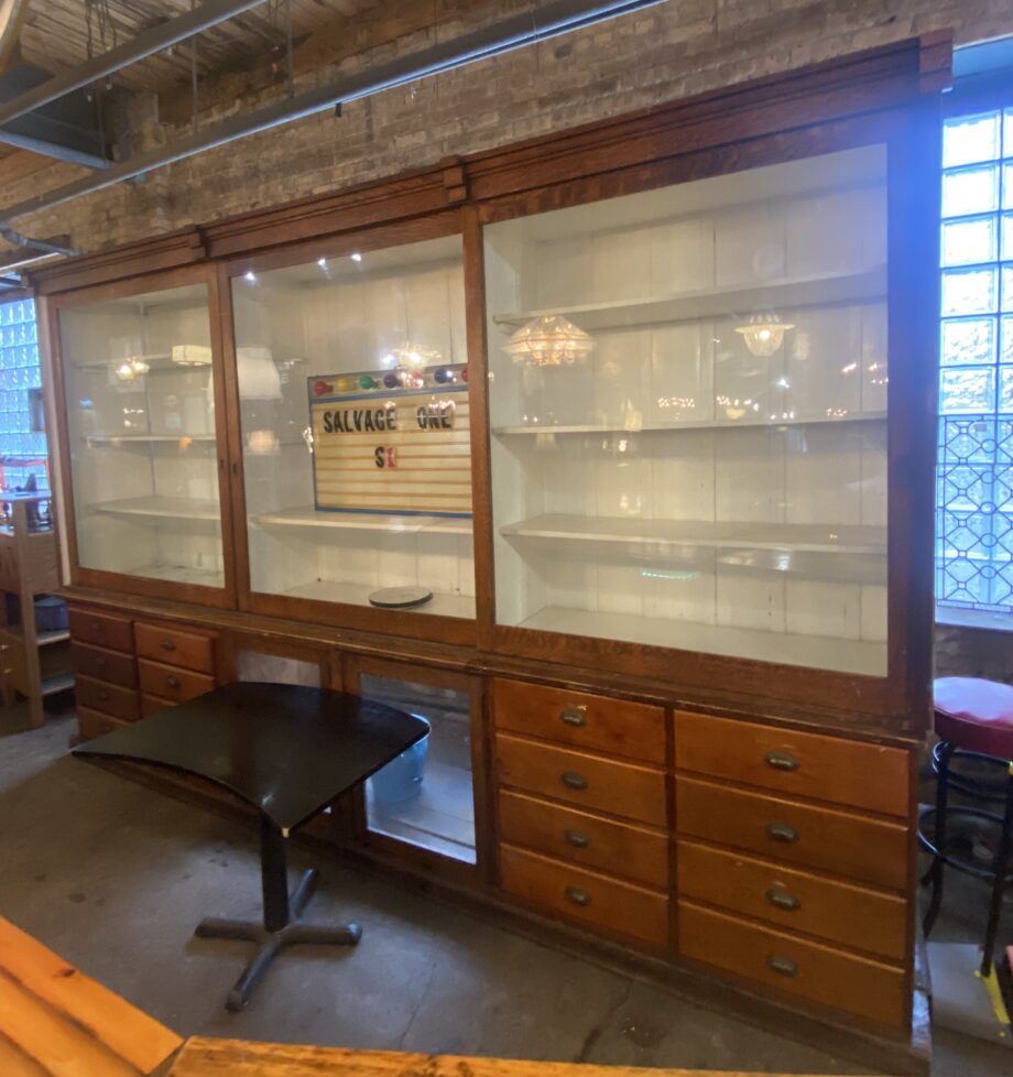 Wood and Glass Drugstore Cabinet