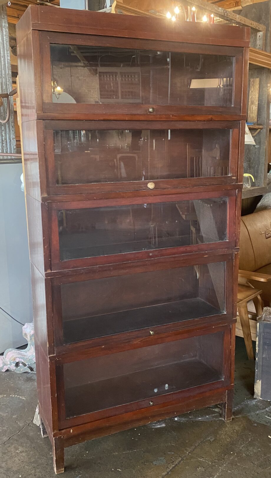 5 Section Red Toned Barrister Bookcase