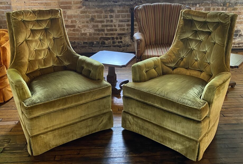 High Back Velvet Green Tufted Chair