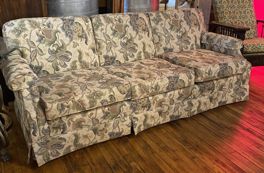 Green and Tan Leaf Patterned Couch