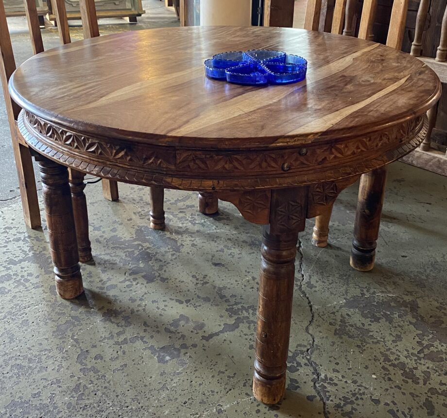 Round Carved Wood Table