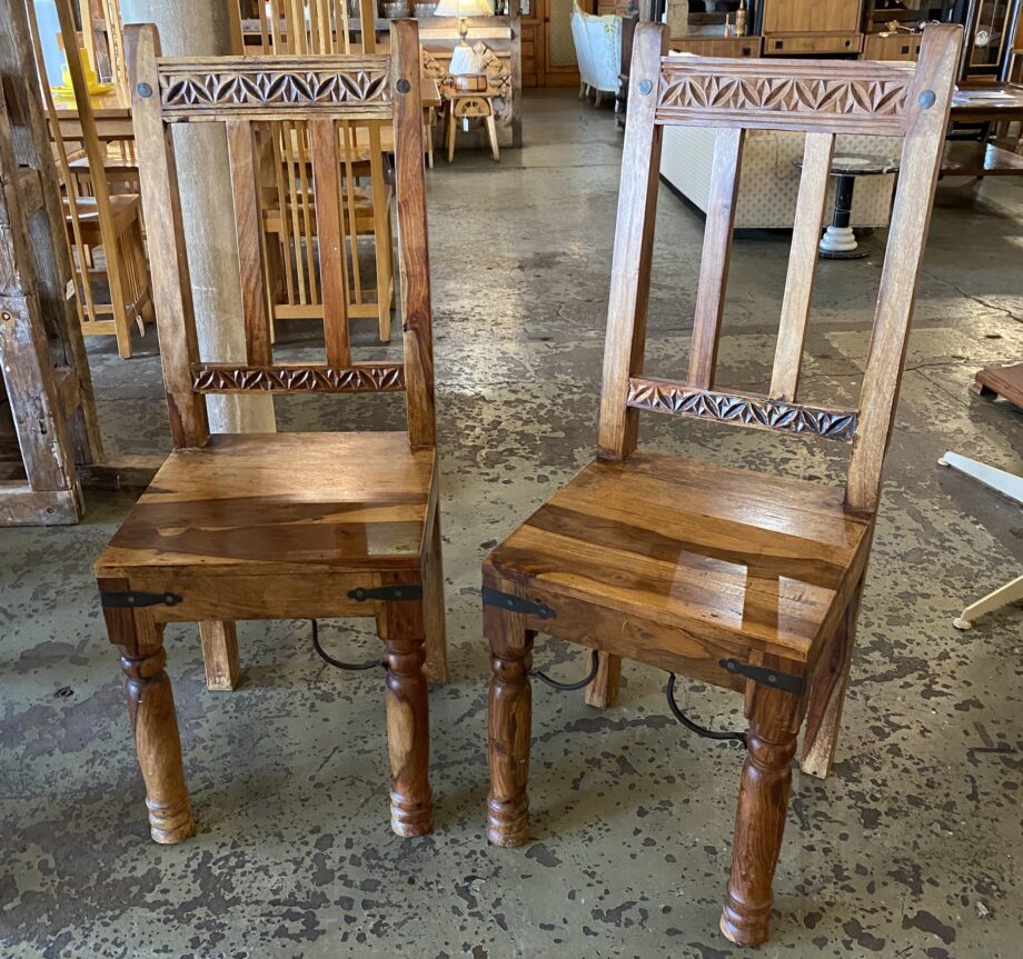 Carved Wood Chair w Iron Accents