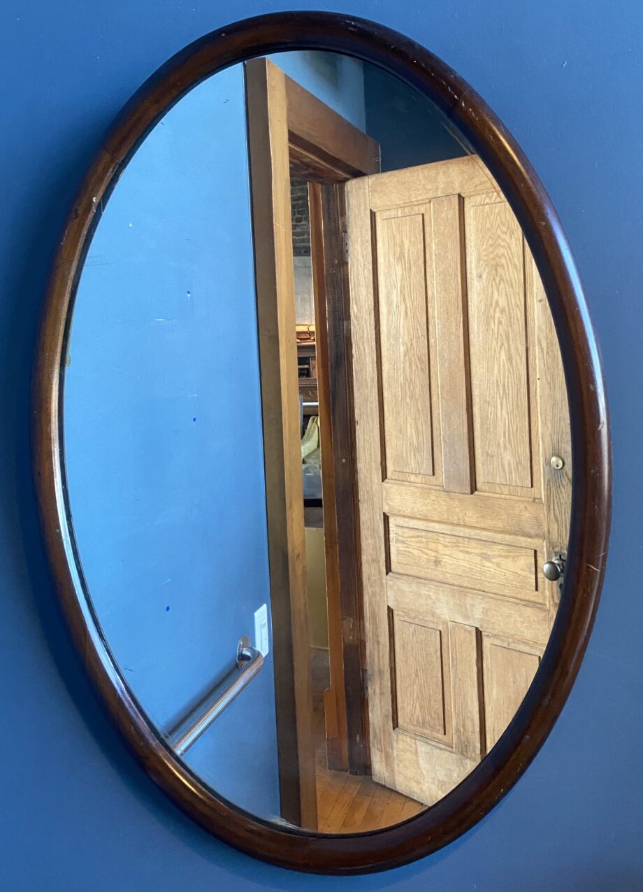 Dark Wood Trim Oval Mirror