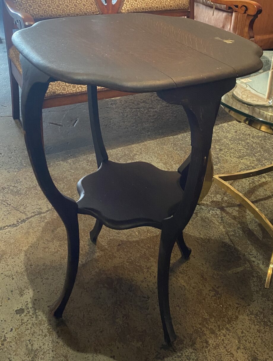 Dark Wood Hourglass Two Tiered End Table